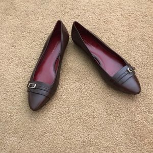 Banana Republic brown leather buckle flats
